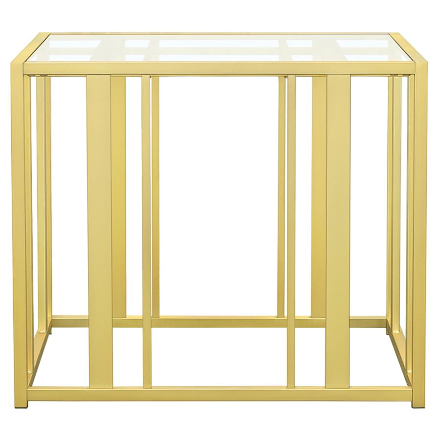 Adri Rectangular Glass Top Side End Table Matte Brass - 723607