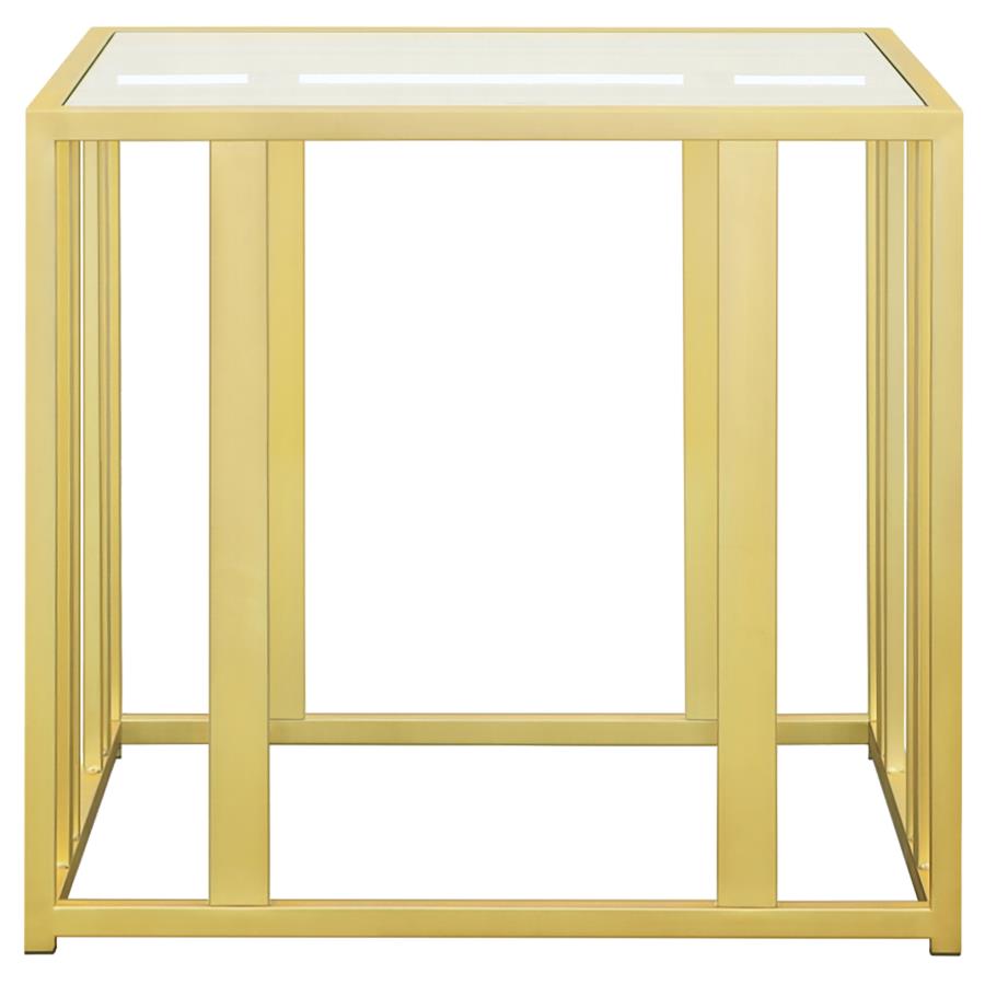 Adri Rectangular Glass Top Side End Table Matte Brass - 723607