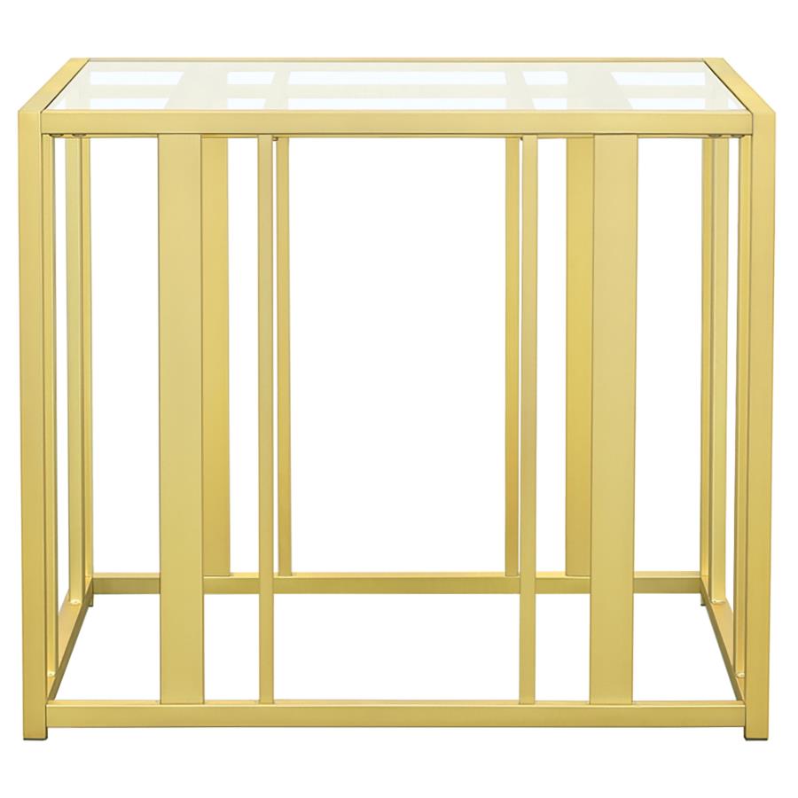 Adri Rectangular Glass Top Side End Table Matte Brass - 723607