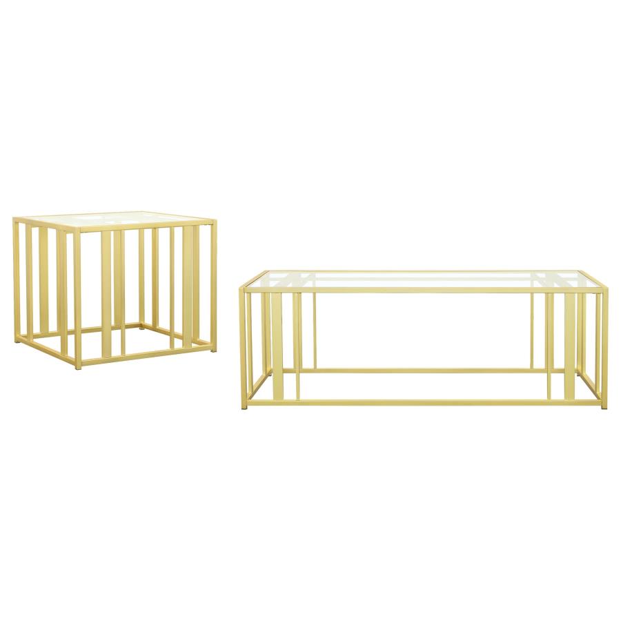 Adri 2-piece Coffee and End Table Set Matte Brass - 723608-S2
