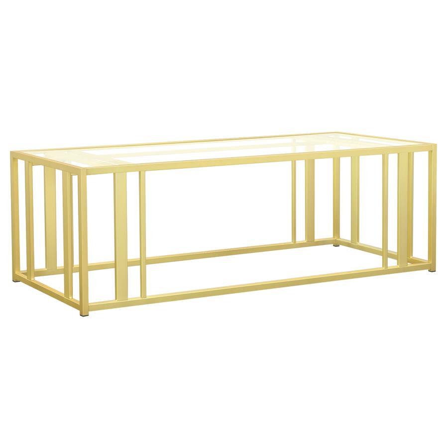 Adri Rectangular Glass Top Coffee Table Matte Brass - 723608