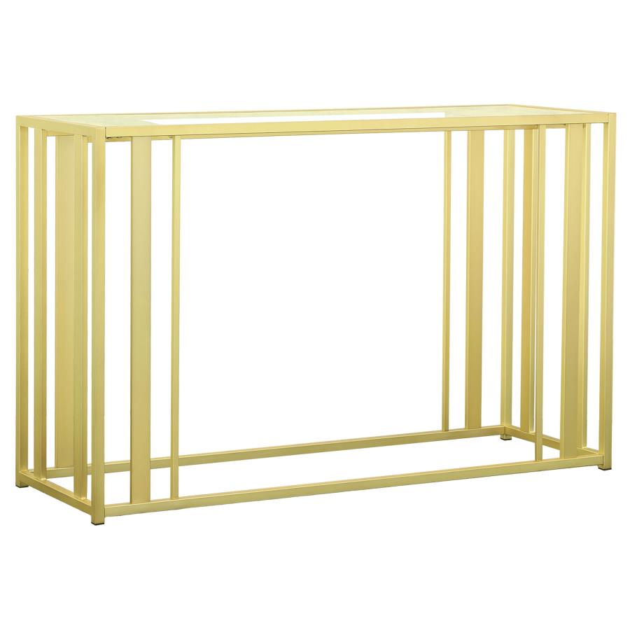 Adri Glass Top Entryway Console Table Matte Brass - 723609