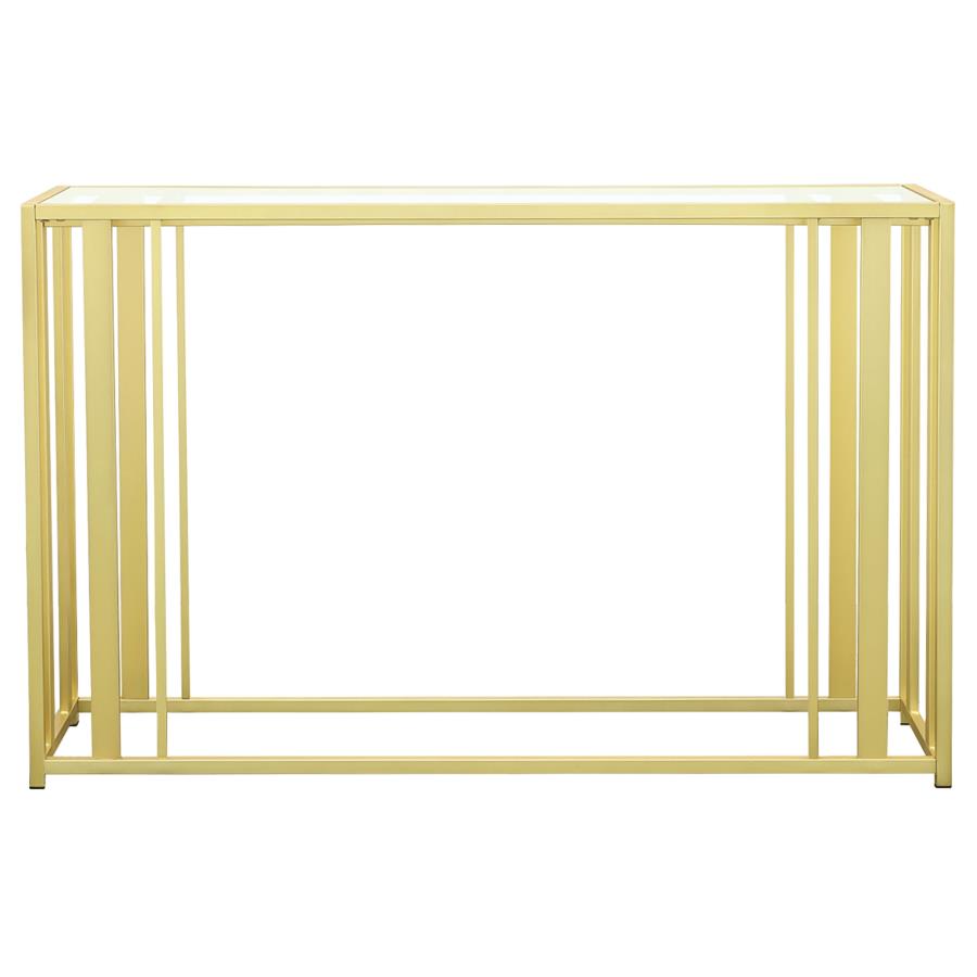 Adri Glass Top Entryway Console Table Matte Brass - 723609