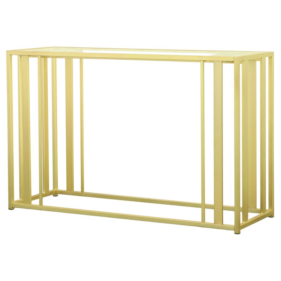 Adri Glass Top Entryway Console Table Matte Brass - 723609