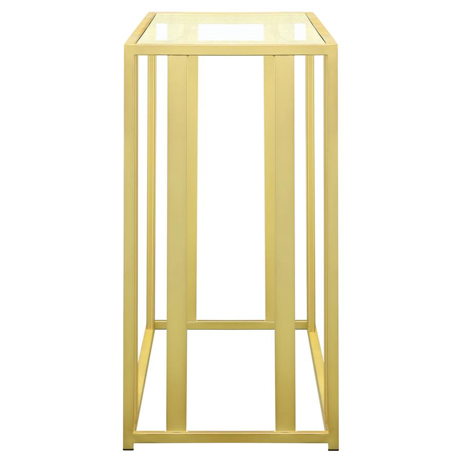Adri Glass Top Entryway Console Table Matte Brass - 723609