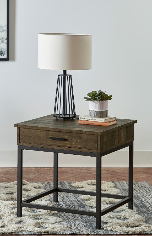 Byers 1-drawer Square Engineered Wood End Table Brown Oak - 723777