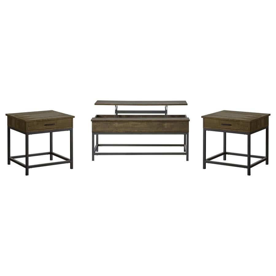 Byers 3-piece Lift Top Coffee and End Table Set Brown Oak - 723778-S3