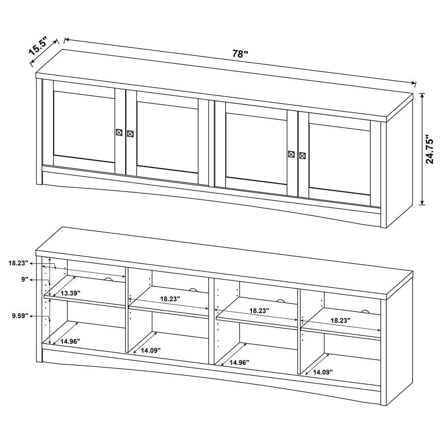 Laughlin 4-door Engineered Wood 78-inch TV Stand Dark Pine - 724123