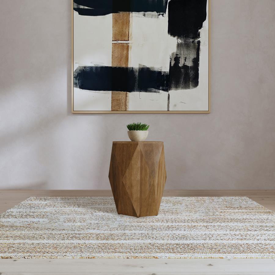 Zalika Hexagonal Solid Mango Wood End Table Natural - 724187