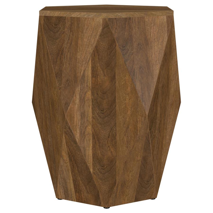 Zalika Hexagonal Solid Mango Wood End Table Natural - 724187