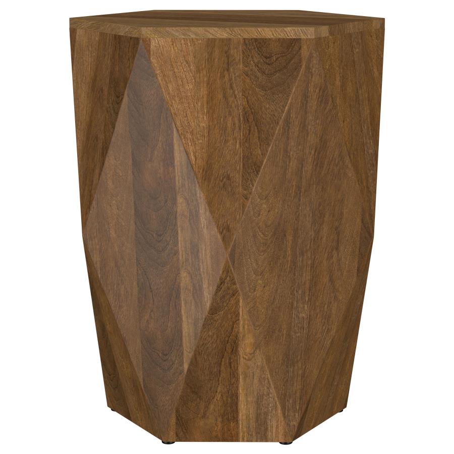 Zalika Hexagonal Solid Mango Wood End Table Natural - 724187