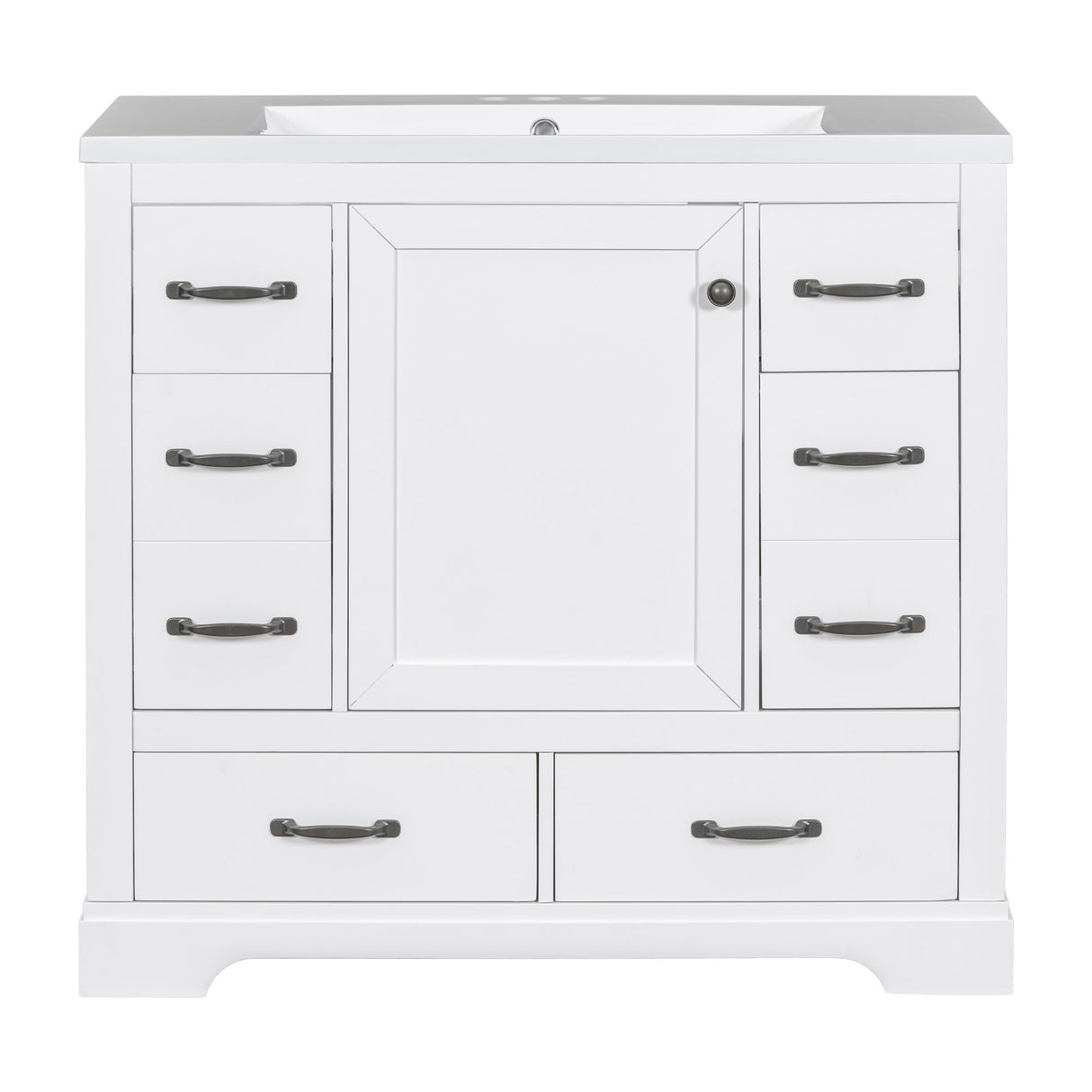 Modern Bathroom Vanity With Sink, 6 Drawers, Adjustable Shelf
