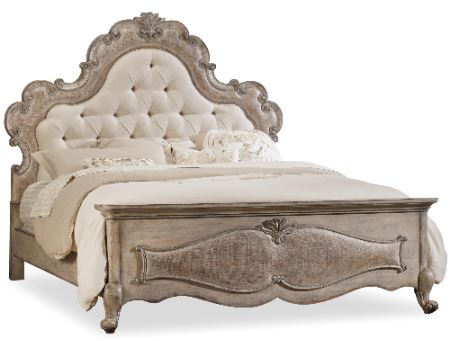 Traditional Queen Upholstered Panel Bed with Button Tufting - 5450-90850
