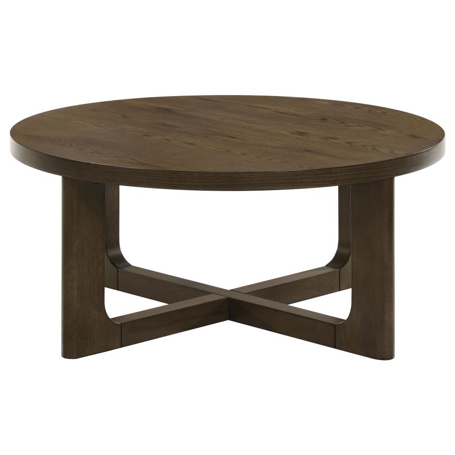 Kessler 2-piece Round Sculptural Wood Coffee Table Set Brown - 735998-S2