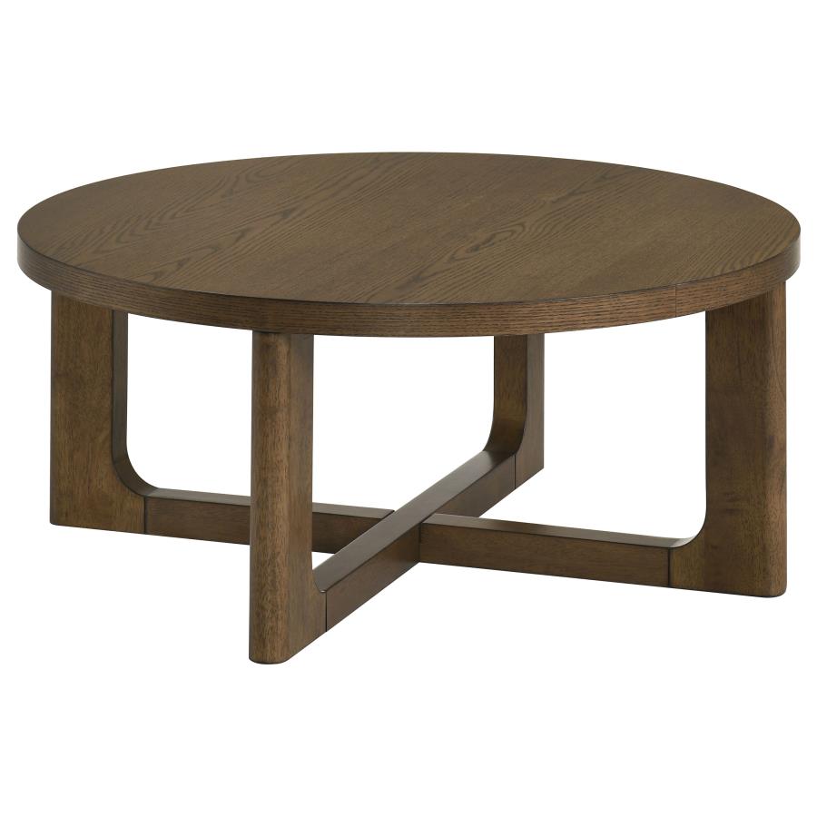 Kessler 3-piece Round Sculptural Wood Coffee Table Set Brown - 735998-S3