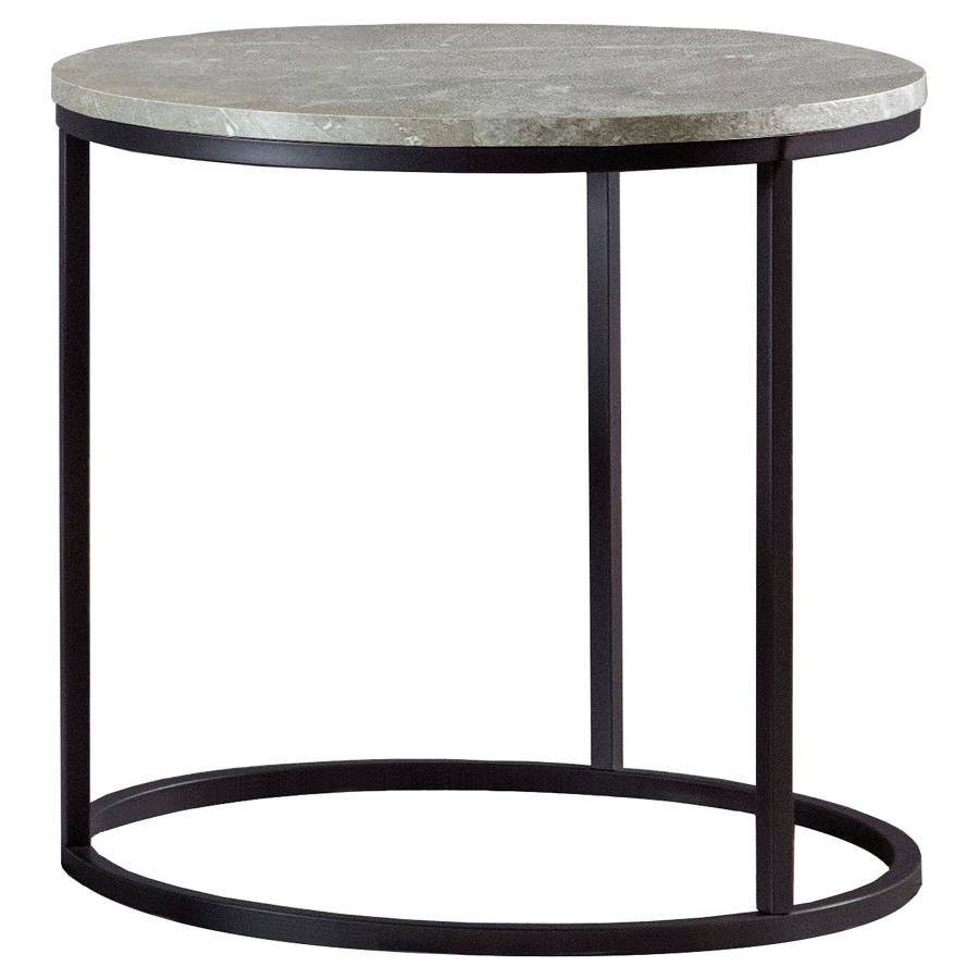 Lainey Round Faux Marble Side End Table Grey - 736027
