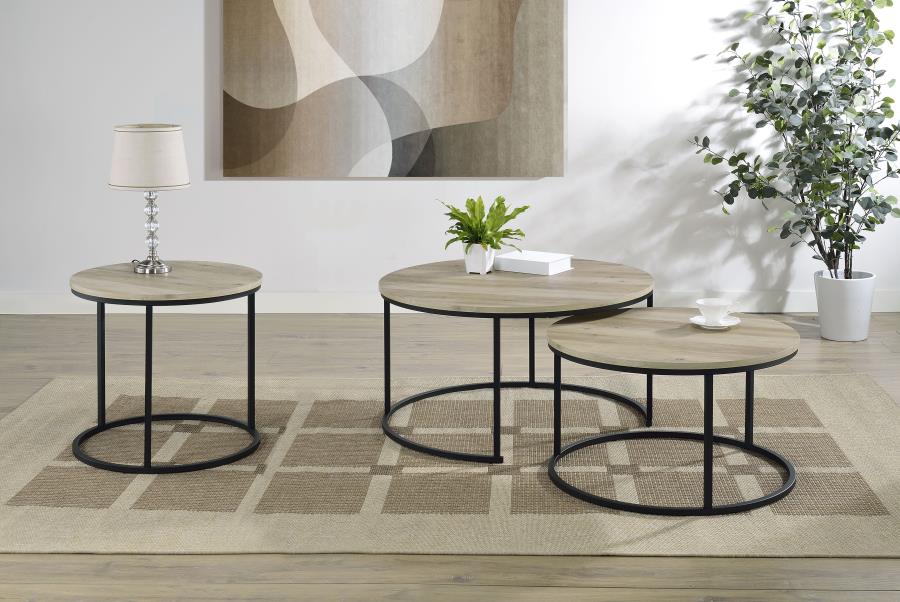 Lainey Round Occasional Side End Table Distressed Pine - 736047