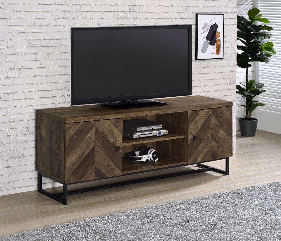 Myles 2-door Engineered Wood 60-inch TV Stand Rustic Oak - 736052