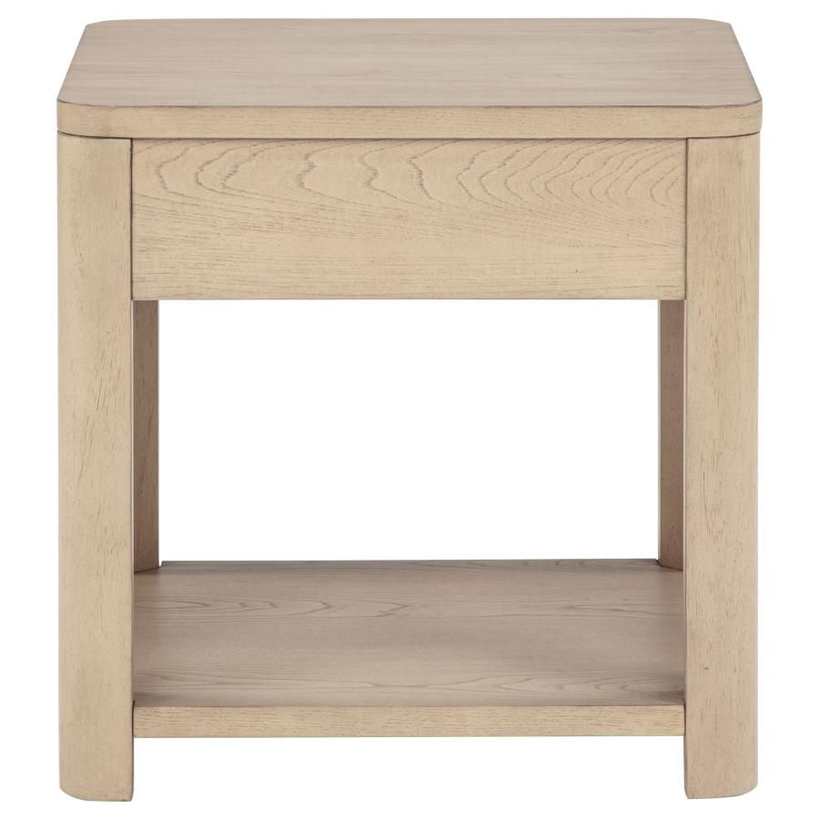 Marcelo Wood End Table with Drawer and Shelf Light Elm - 736057