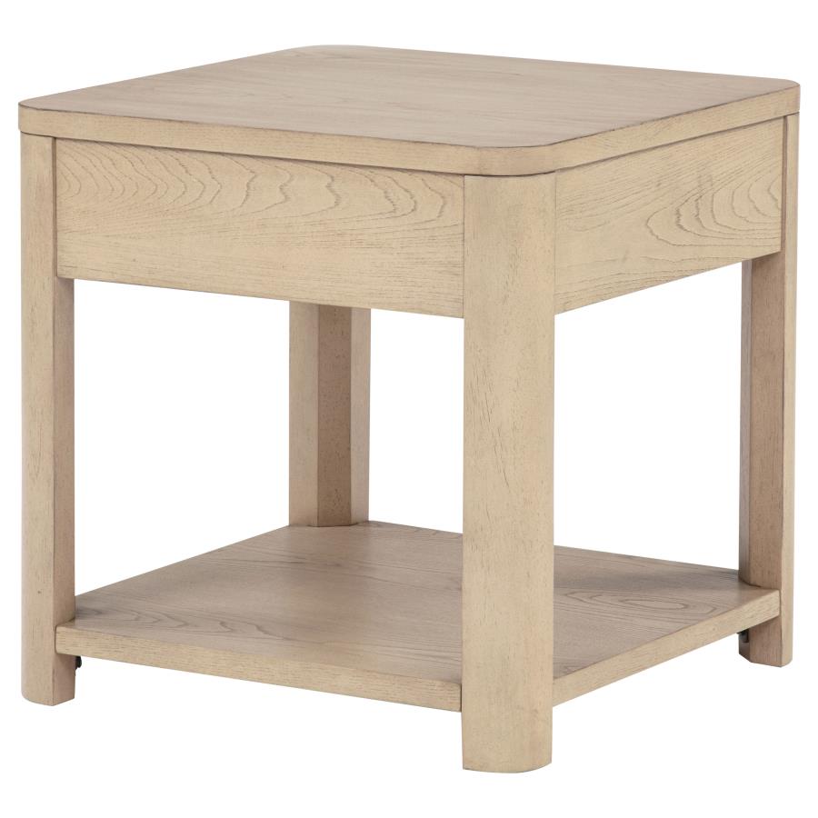 Marcelo Wood End Table with Drawer and Shelf Light Elm - 736057