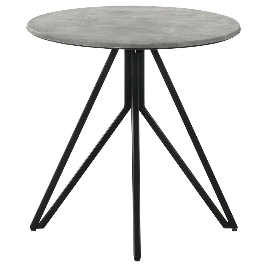 Hadi Round SmartTop Side End Table Cement and Gunmetal - 736177