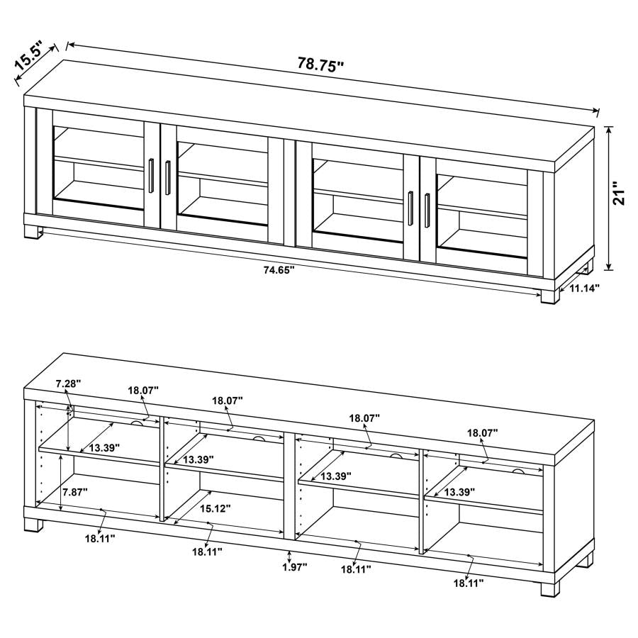 Sachin 4-door Engineered Wood 79-inch TV Stand Distressed Pine - 736283