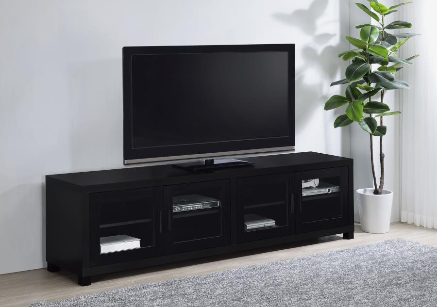 Jupiter 4-door Engineered Wood 79-inch TV Stand Black - 736303