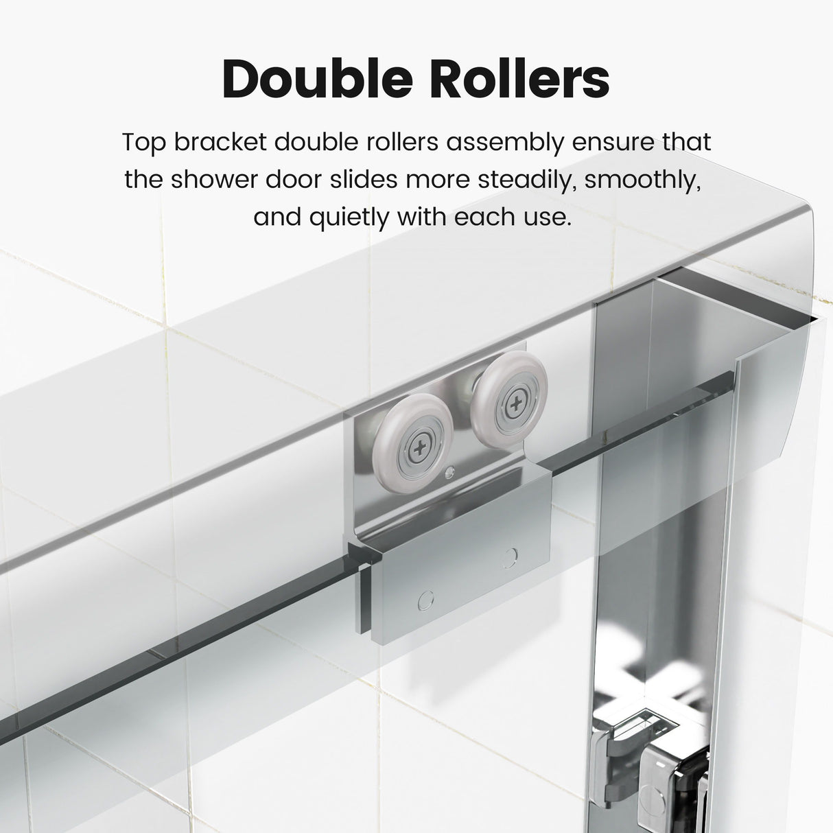 Semi Frameless Double Sliding Shower Door With SGCC Tempered Glass - Chrome