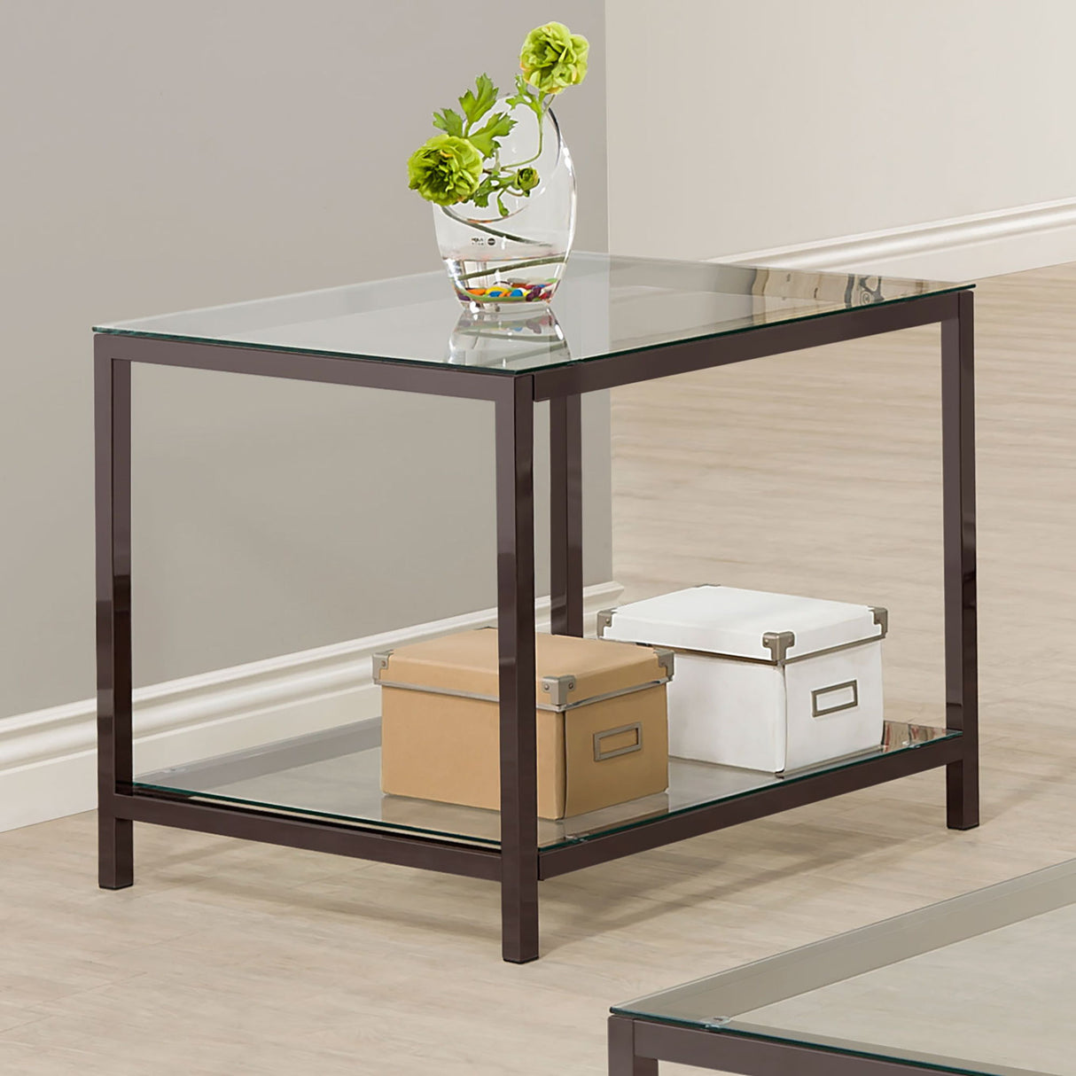 Weston - 1 Shelf Side End Table - Nickel