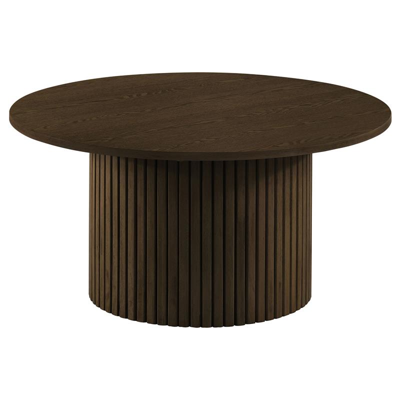 Hamlyn Round Fluted Occasional Cocktail Coffee Table Walnut - 706518