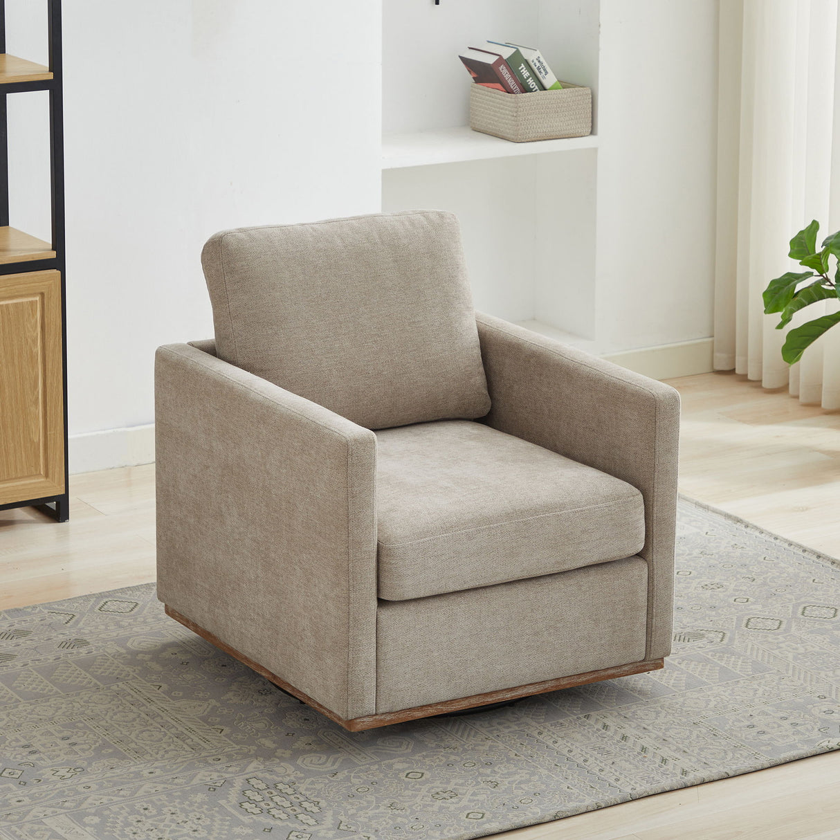 Square Upholstered Swivel Accent Chair