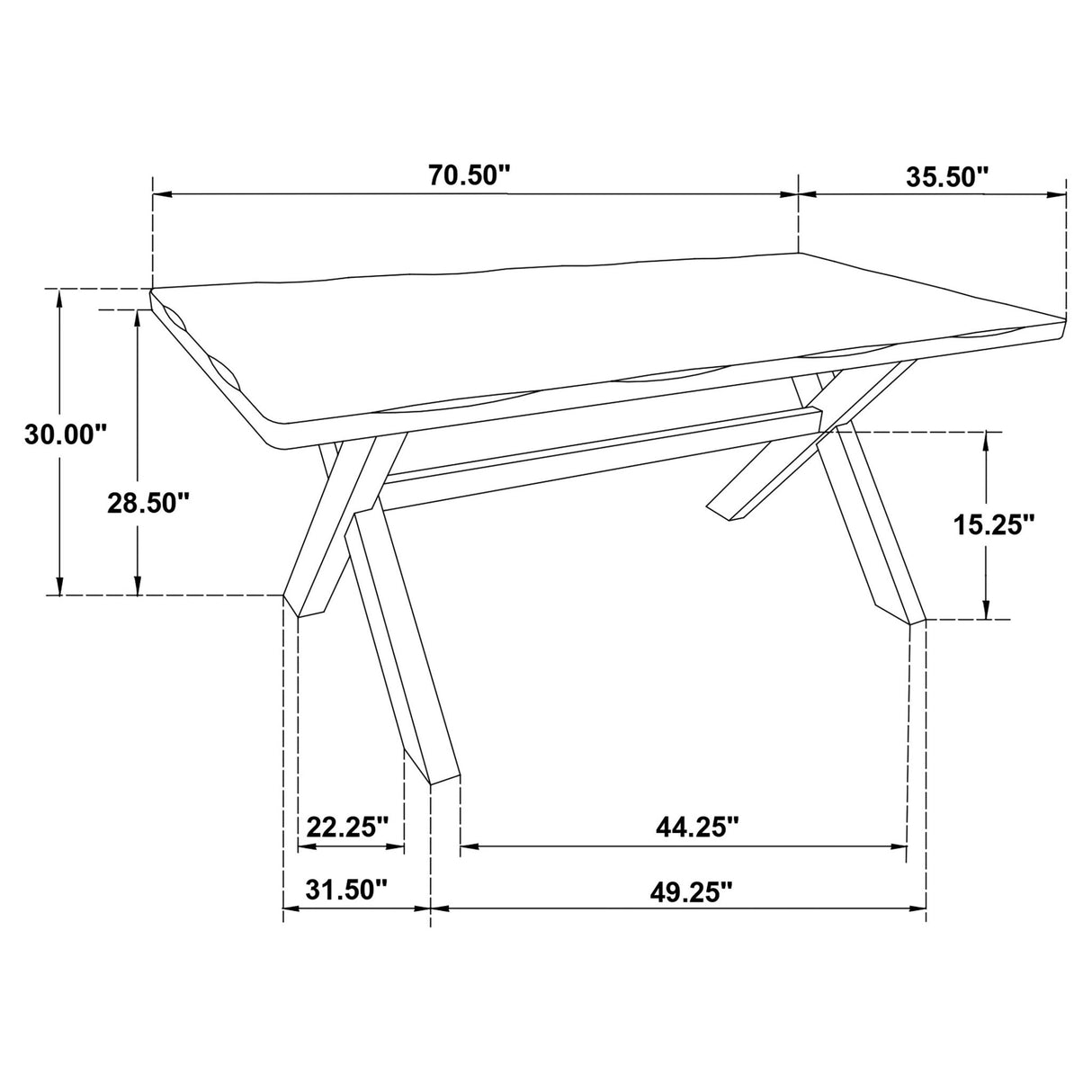 Carbon - Rectangular Dining Table With X Base Design - Brown