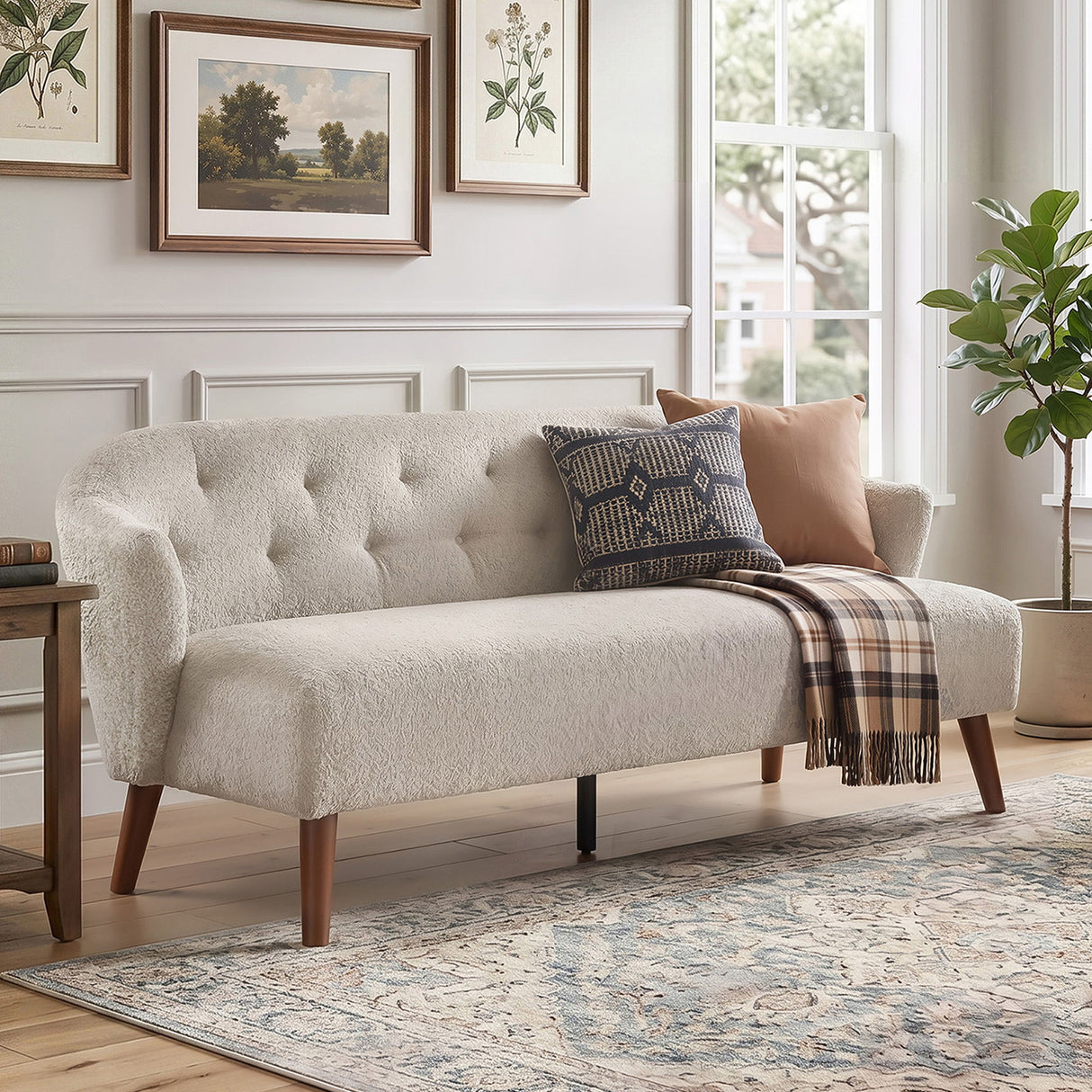 3 Seater Tufted Upholstered Couch Comfy Living Room Sofa