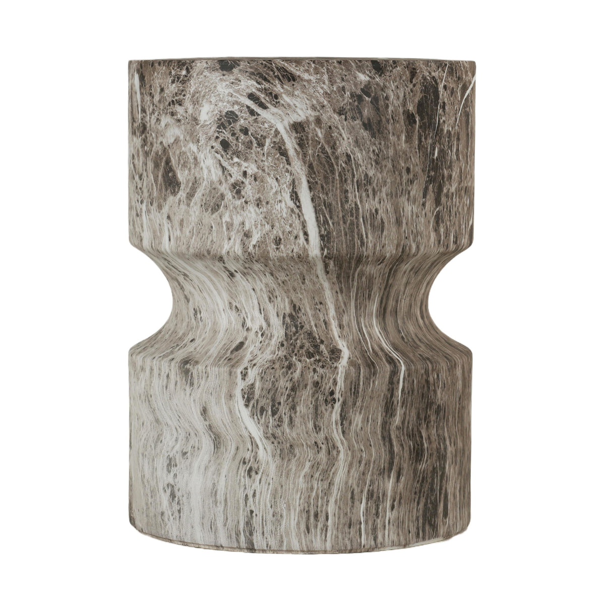Outdoor Geometric Round End Table - Marble