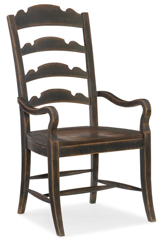 Hill Country Twin Sisters Ladderback Arm Chair - 5960-75300-BLK