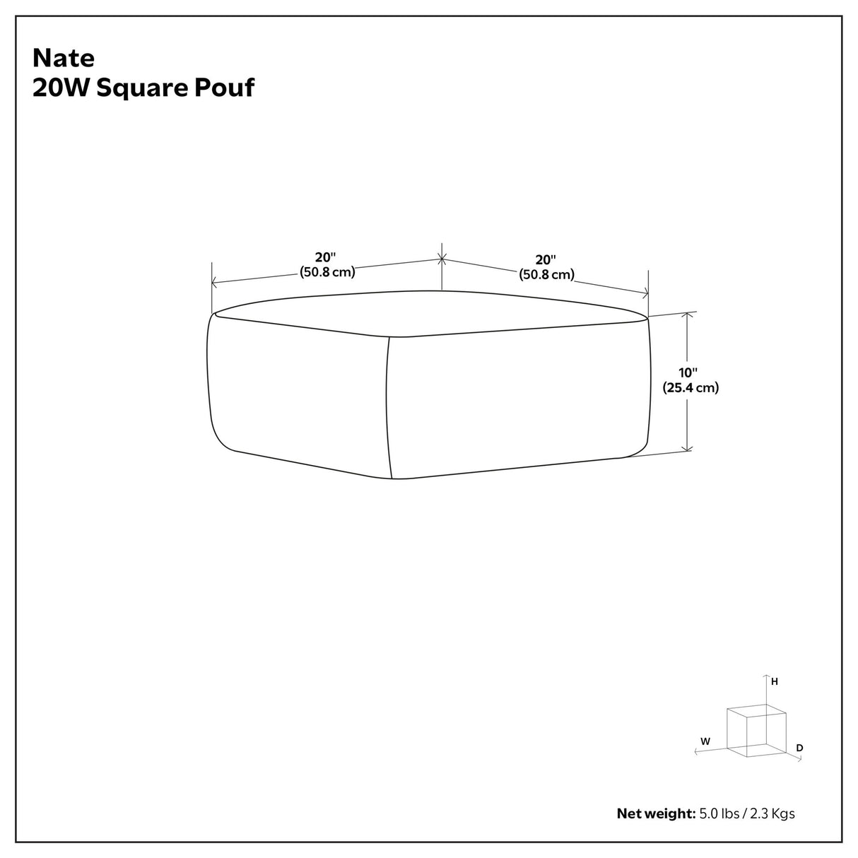 Nate - Square Pouf - Gray
