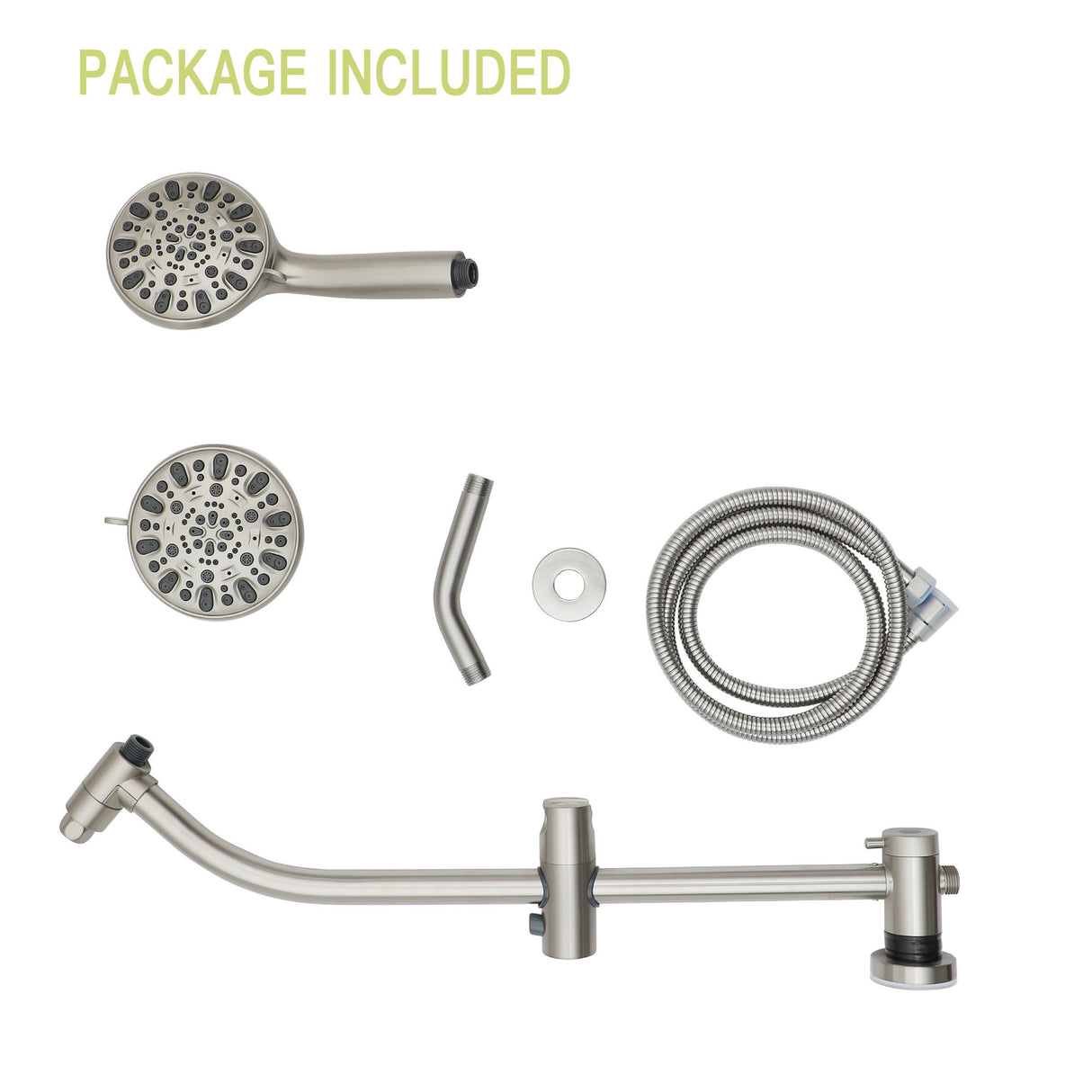 Multi Function Dual Shower Head Shower System With 4.7" Rain Showerhead, 7 Function Hand Shower, Adjustable Slide Bar - Brushed Nickel