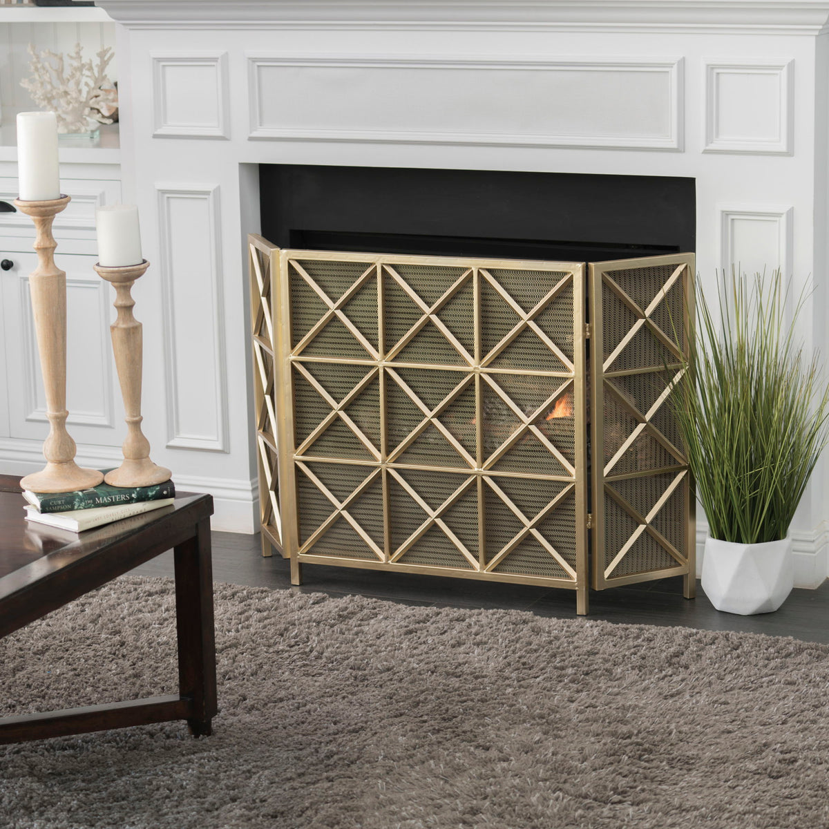 Margaret - 3 Panel Fireplace Screen Iron