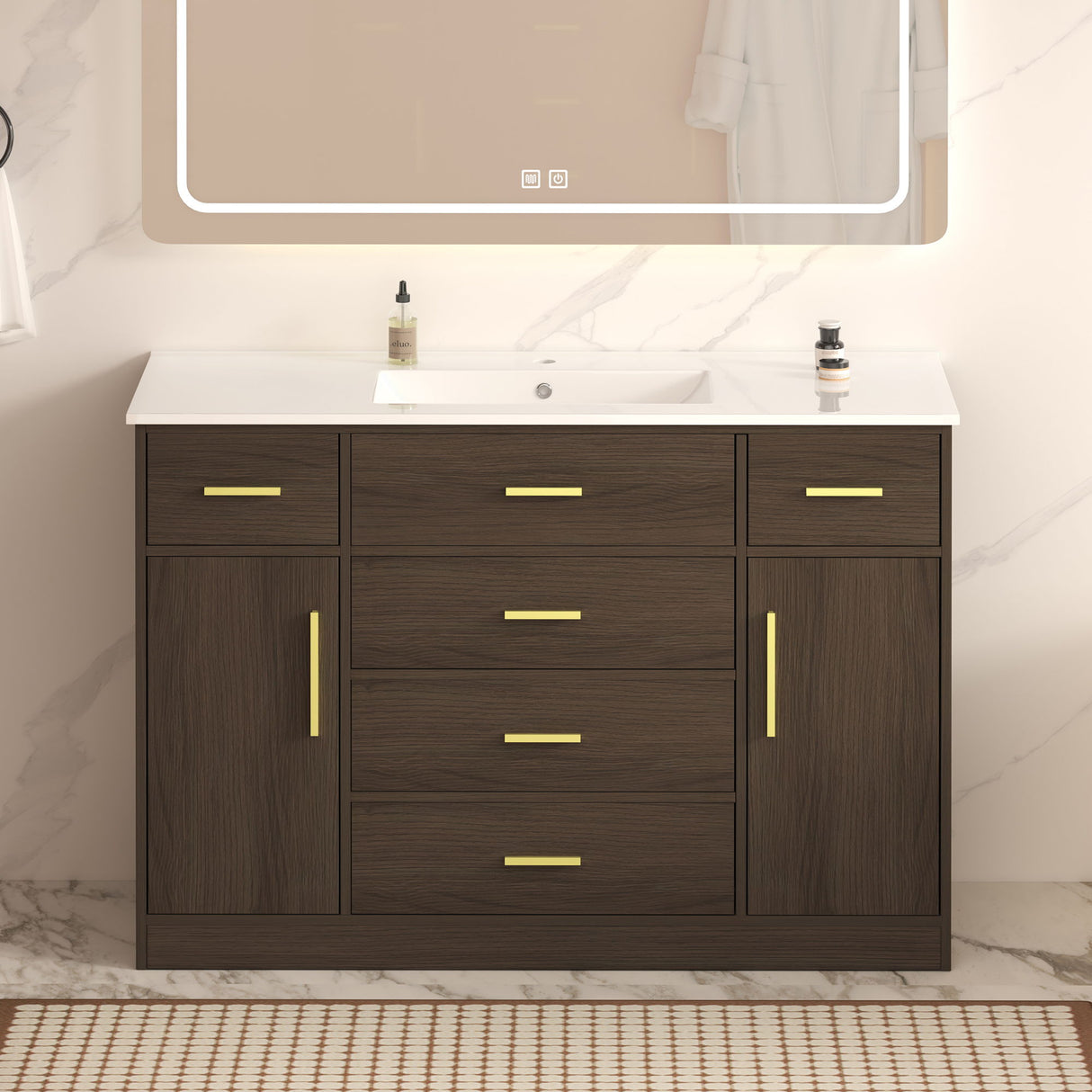 Bathroom Vanity With Abundant Storage 2 Soft Close Doors And 6 Drawers