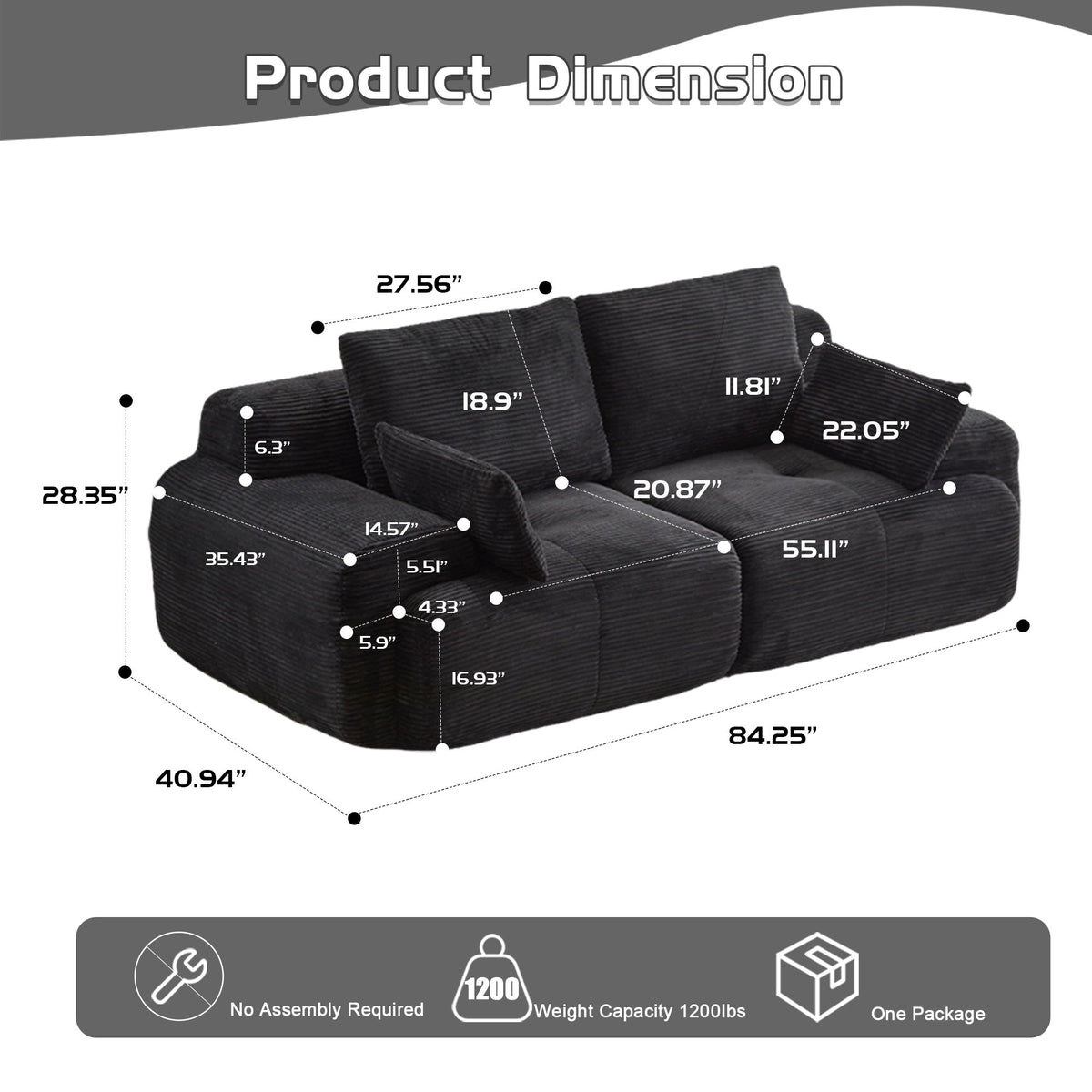 2 Seater Large Sectional Couches For Living Room