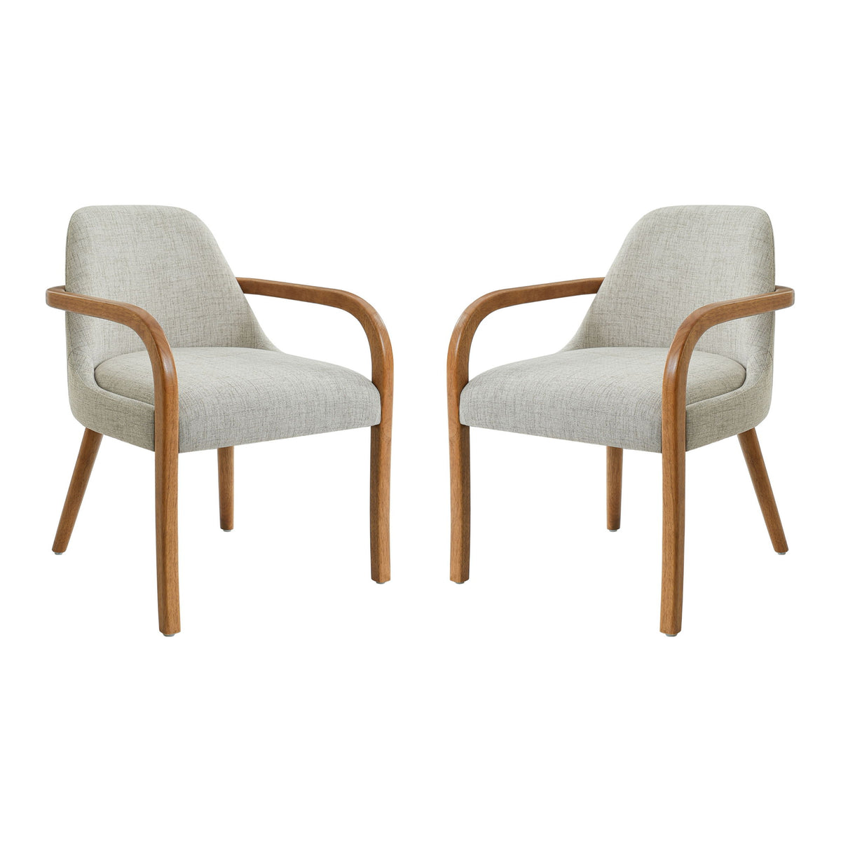Dining Indoor Upholstered Armchairs (Set of 2) - Beige / Light Oak
