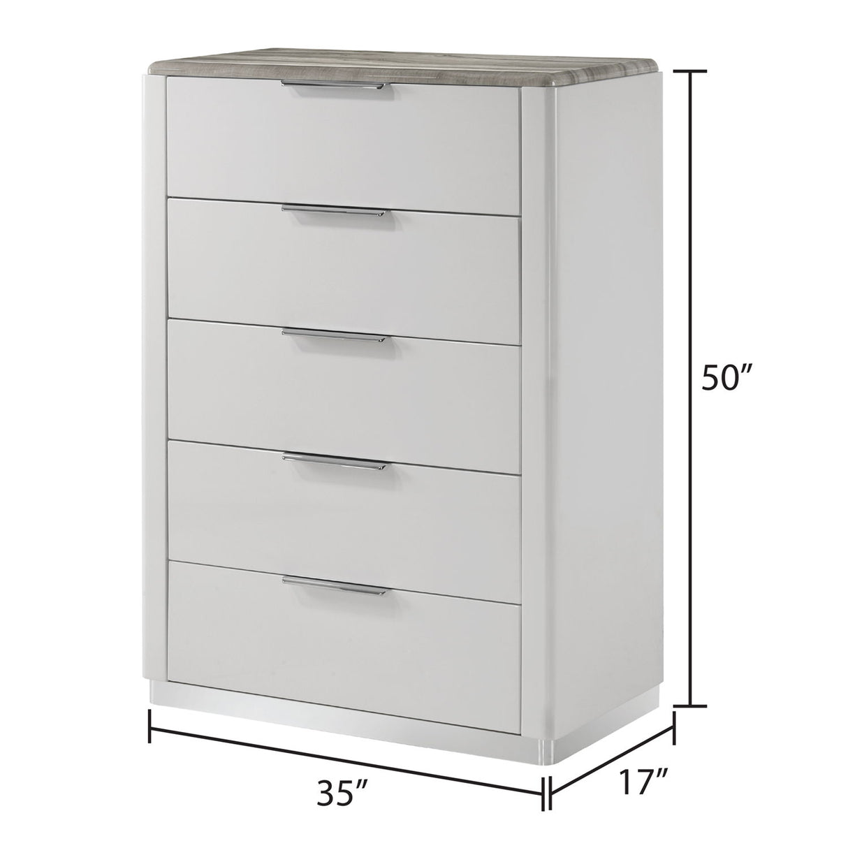 Jazz - 5 Drawer Chest - White