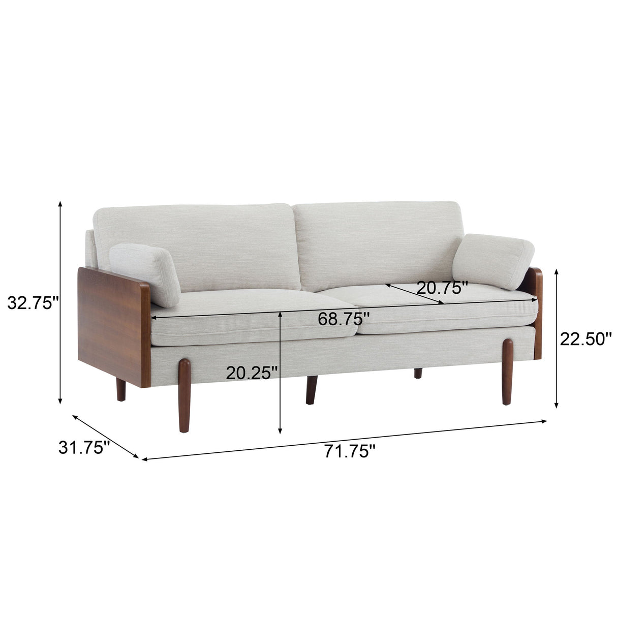 Mid Century Moderne Sofa With Wood Sides