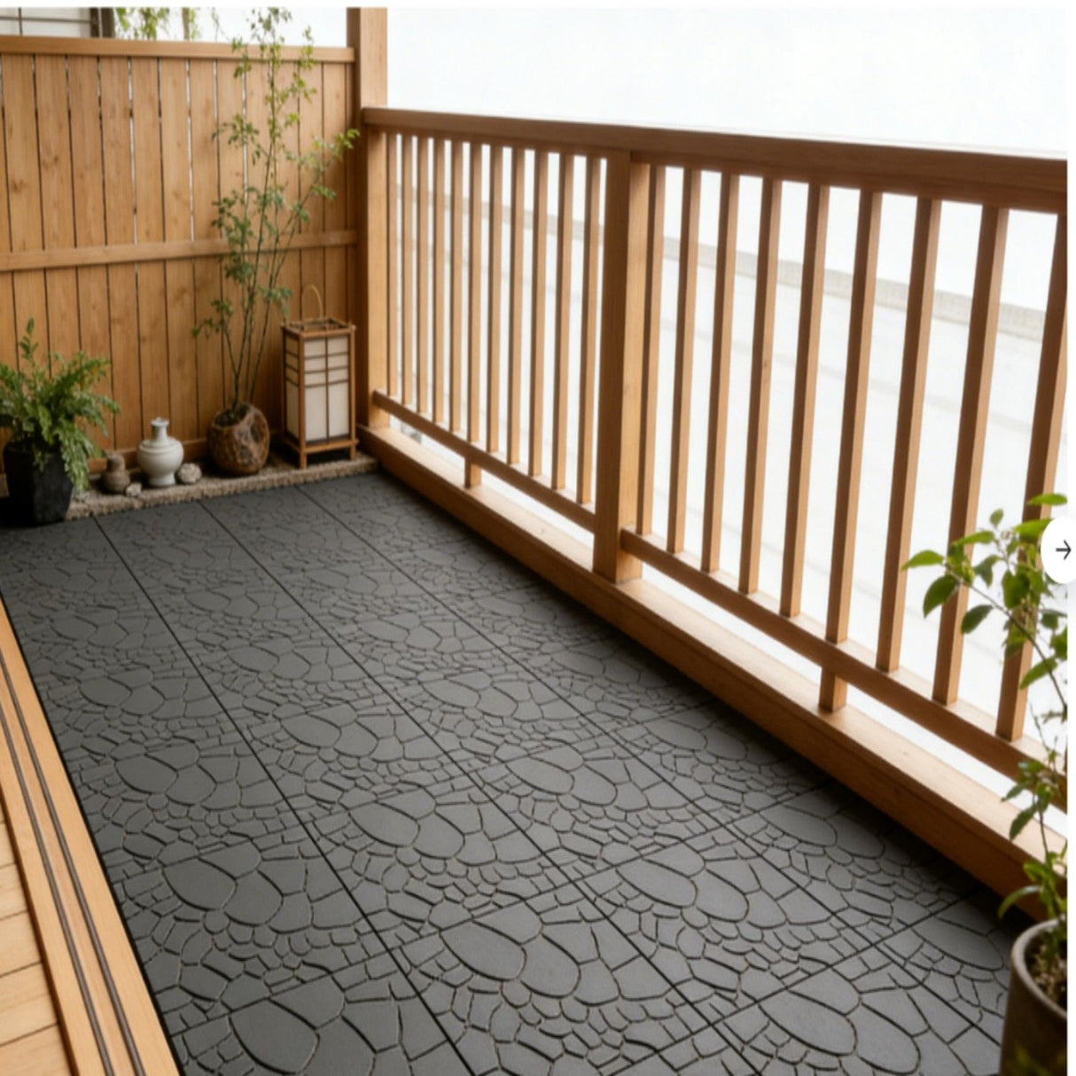 Stone Texture Interlocking Patio Deck Tiles, 44 Pieces