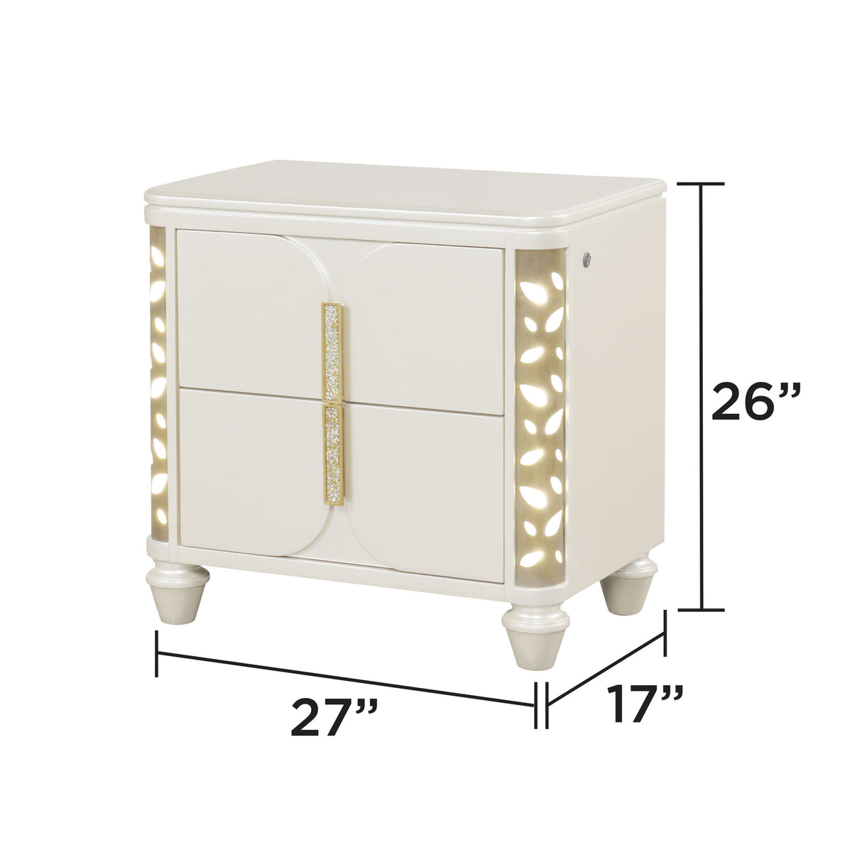 Cinderella - Nightstand With LED Accents And 2 Storage Drawers - Beige
