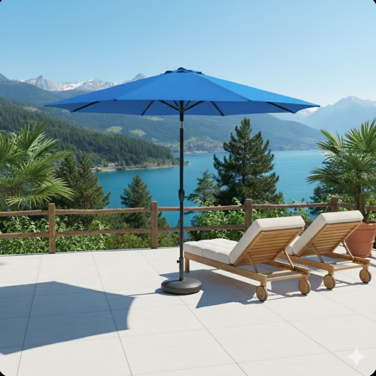 Market Patio Umbrella With Crank Lift And Tilt, UV Resistant Canopy For Pool (Without Base) - Blass