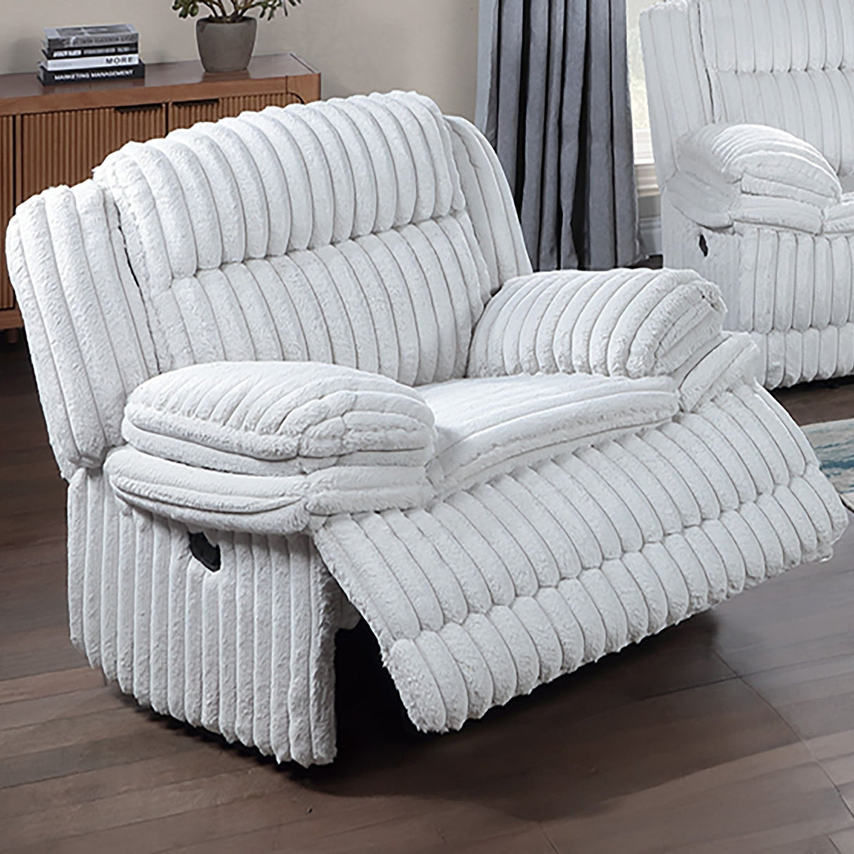 Contemporary Manual Motion Glider Recliner Chair With Padded Armrests And Smooth Rocking Function