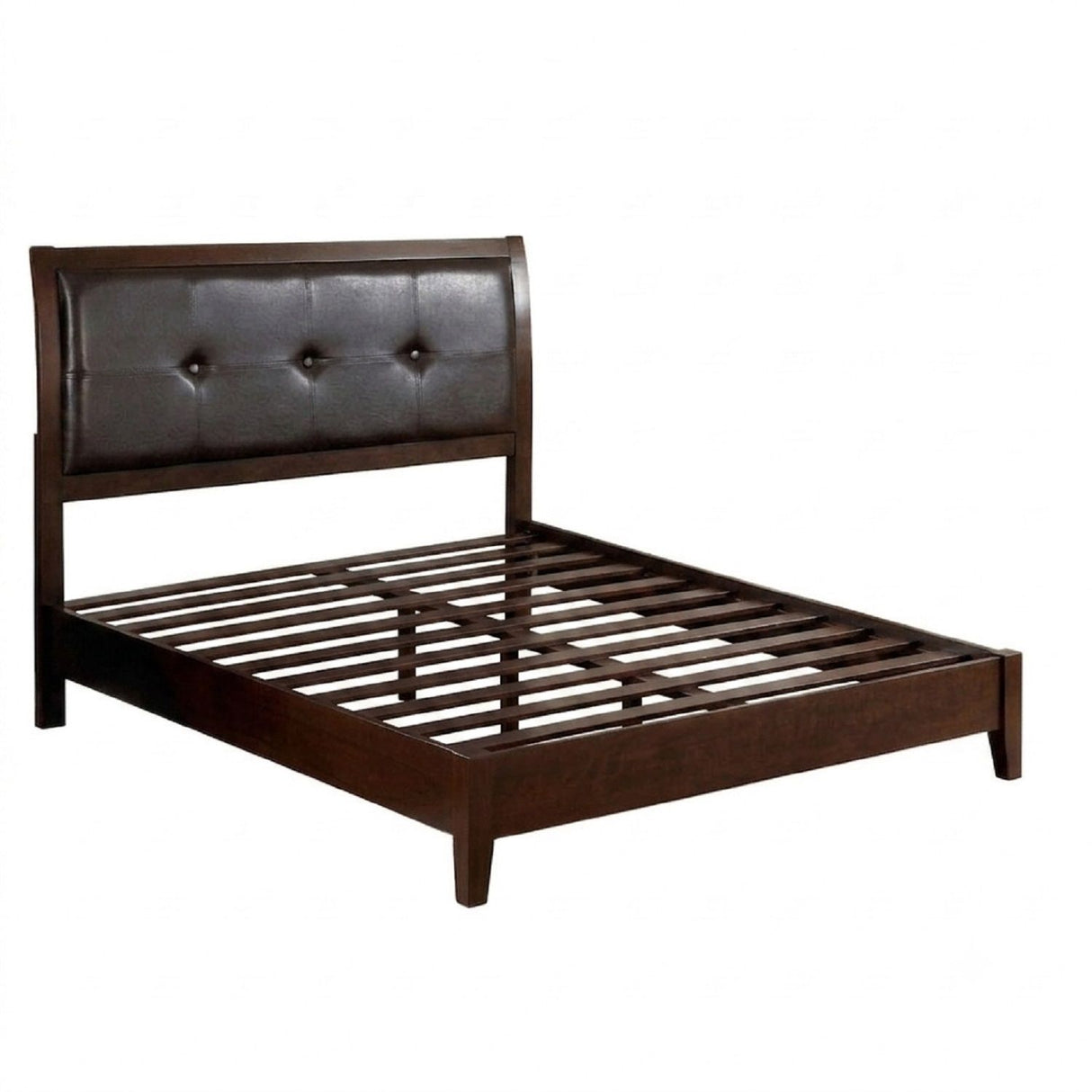 Eastern King Bed With Button Tufted Headboard - Brown