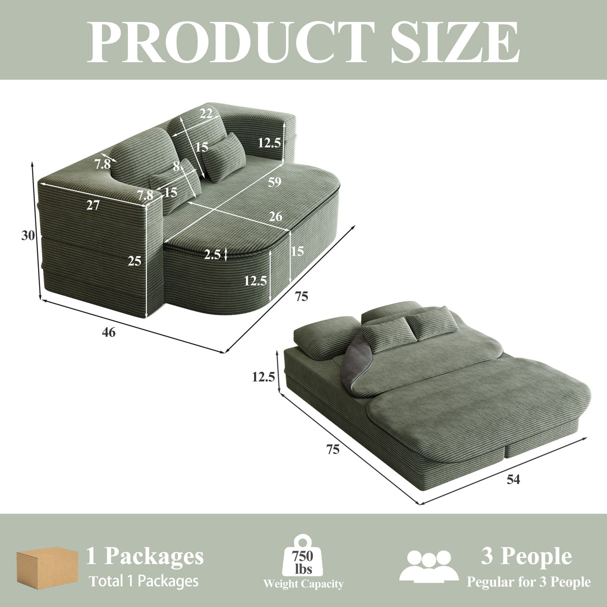 2 In 1 Foldable Sofa Bed With Multi Functional Blanket