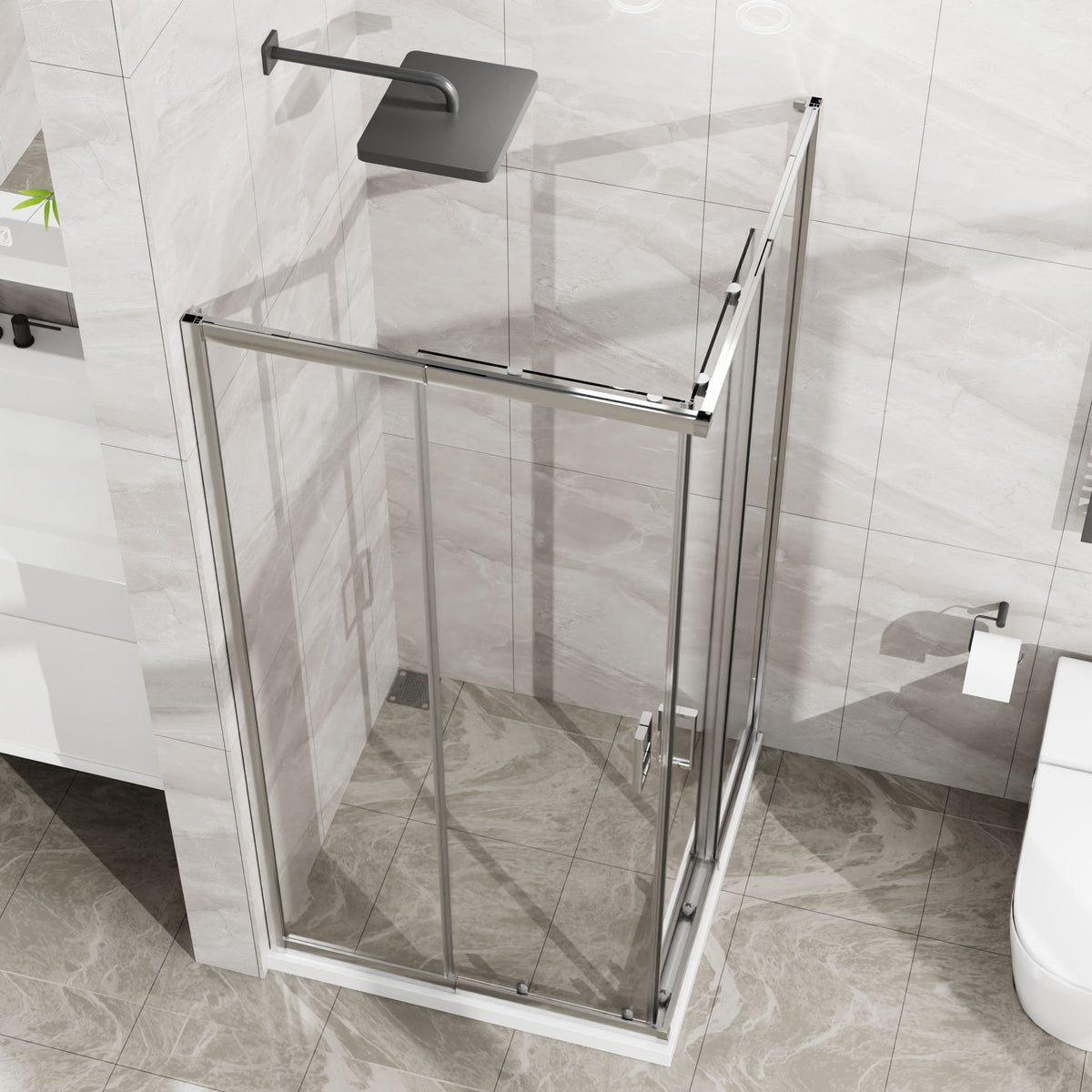 Square Corner Shower Enclosure, Adjustable Frame
